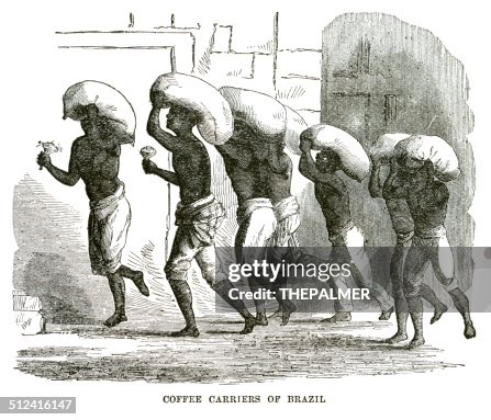 Coffee carriers of Brazil engraving Coffee carriers of Brazil engraving