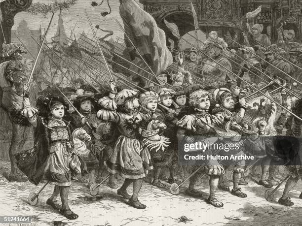 Group of children, known as the Cockhorse Regiment, who took part in the children's crusade of 1212.
