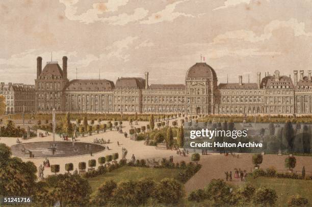 Circa 1700, The famous gardens of the Tuileries, a magnificent royal palace in the centre of Paris. Originally built for Catherine de Medici, the...