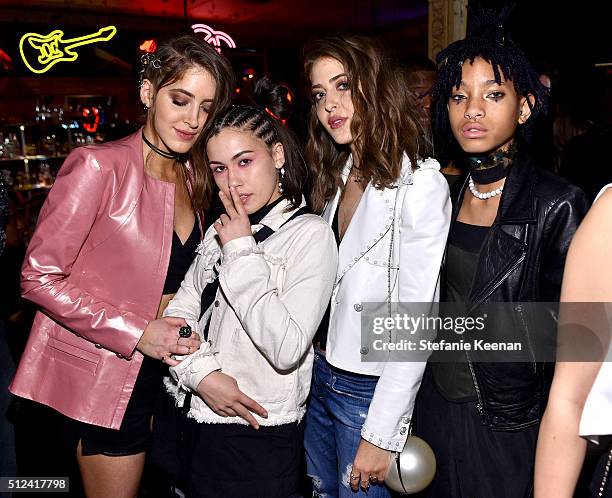 Sama Abu Khadra, guest, Haya Abu Khadar and Willow Smith attend the I Love Coco Backstage Beauty Lounge at Chateau Marmont's Bar Marmont on February...