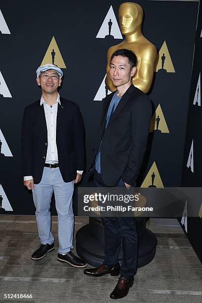 Director Hiromasa Yonebayashi and Producer Yoshiaki Nishimura attend 88th Annual Academy Awards Oscar Week Celebrates Animated Features at the...