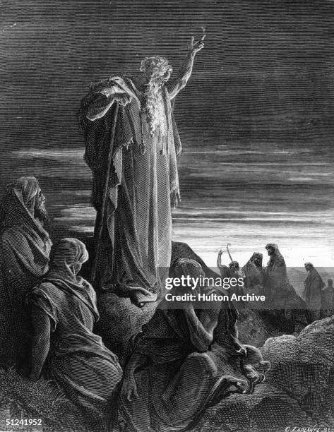 Circa 595 BC, Old Testament prophet Ezekiel prophesying during his Babylonian captivity. Original Artist: By Gustave Dore.