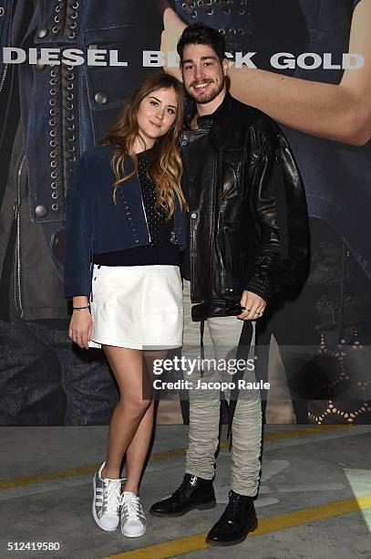 Valentina Ferragni and Luca Vezil attend the Diesel Black Gold show during Milan Fashion Week Fall/Winter 2016/17 on February 26, 2016 in Milan,...