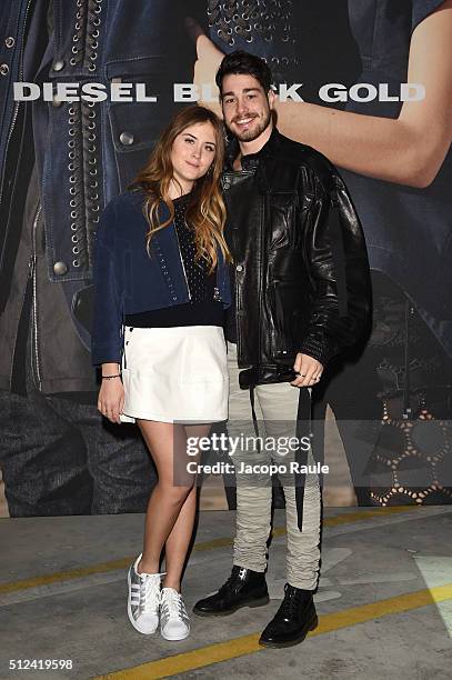 Valentina Ferragni and Luca Vezil attend the Diesel Black Gold show during Milan Fashion Week Fall/Winter 2016/17 on February 26, 2016 in Milan,...