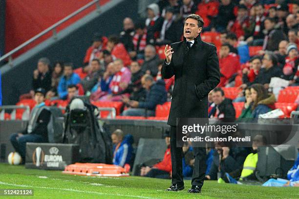 Michel manager of Marseille during the UEFA Europa League Round of 32, Second Leg match between Athletic Bilbao v Marseille at the Stade San Mames on...