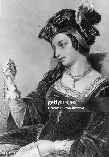 Circa 1525, Anne Boleyn , second wife of Henry VIII and mother of future queen Elizabeth I. Beheaded for high treason.