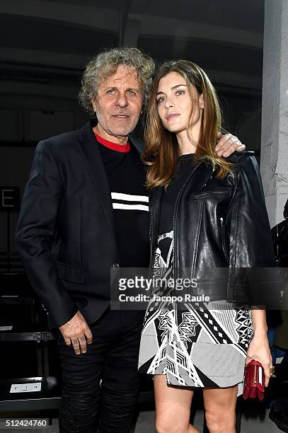 Designer Renzo Rosso and Vittoria Puccini attend the Diesel Black Gold show during Milan Fashion Week Fall/Winter 2016/17 on February 26, 2016 in...