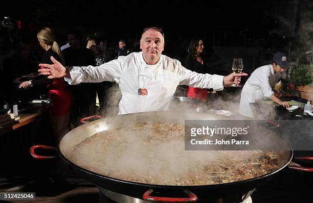 Chef Jose Andres attends the MasterCard Exclusive - Paella & Tapas by the Pool hosted by Jose Andres at 2016 Food Network & Cooking Channel South...