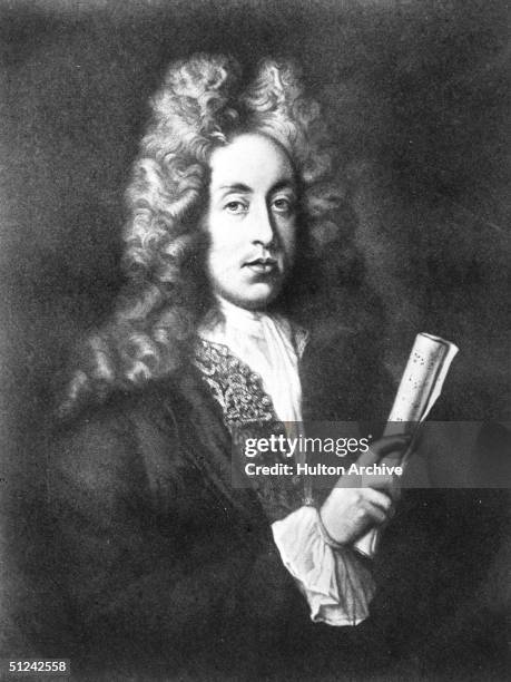 Circa 1685, English composer Henry Purcell . Original Artwork: Engraving by Zobel, after a painting by Closterman.