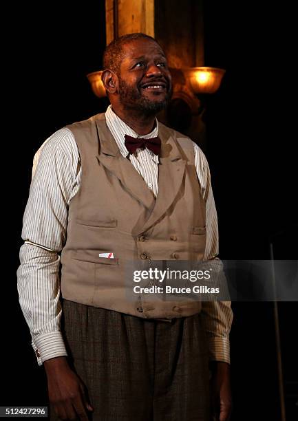 Forest Whitaker takes his Opening Night Curtain Call for Eugene O'Neill's "Hughie" on Broadway at The Booth Theater on February 25, 2016 in New York...