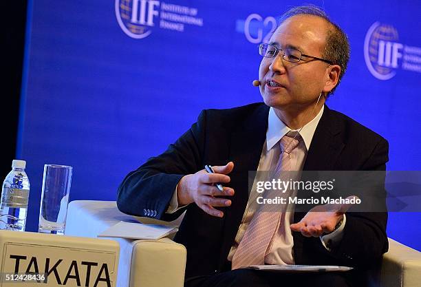 Hajime Takata, Managing Executive Officer and Chief Economist of Mizuho Research Institute during the 2016 IIF G20 Conference on February 26, 2016 in...