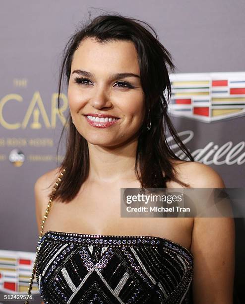 Samantha Barks arrives at the Cadillac celebrates The 88th Annual Academy Awards pre-party held at Chateau Marmont on February 25, 2016 in Los...