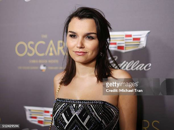 Samantha Barks arrives at the Cadillac celebrates The 88th Annual Academy Awards pre-party held at Chateau Marmont on February 25, 2016 in Los...