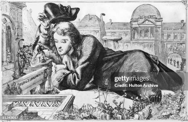 Scene from Gulliver's Travels, the satirical novel by Jonathan Swift.
