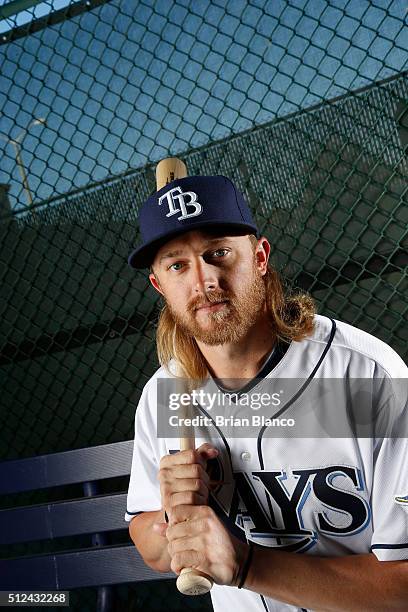 Taylor Motter of the Tampa Bay Rays poses for a photo during the Rays' photo day on February 25, 2016 at Charlotte Sports Park in Port Charlotte,...