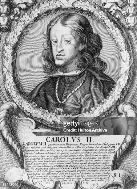 Circa 1700, King Charles II of Spain, , King of Spain from 1665.
