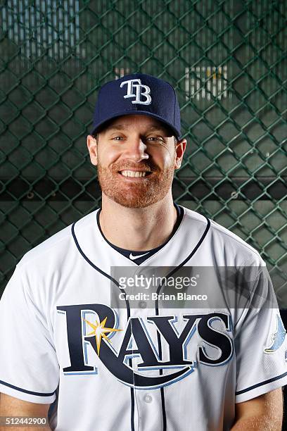 Logan Forsythe of the Tampa Bay Rays poses for a photo during the Rays' photo day on February 25, 2016 at Charlotte Sports Park in Port Charlotte,...