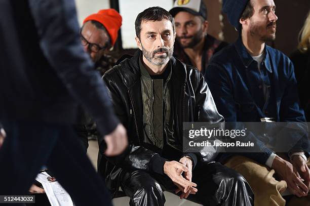 Designer Giambattista Valli watches the dress rehearsal ahead the Giamba show during Milan Fashion Week Fall/Winter 2016/17 on February 26, 2016 in...