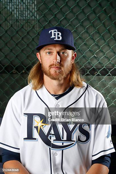 Taylor Motter of the Tampa Bay Rays poses for a photo during the Rays' photo day on February 25, 2016 at Charlotte Sports Park in Port Charlotte,...