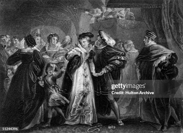 Circa 1530, The first meeting of King Henry VIII of England and Anne Boleyn , an English noblewoman who was to be the king's second wife.