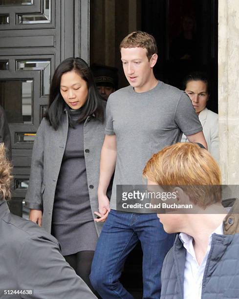 Mark Zuckerberg and his wife Priscilla Chan sighted on February 26, 2016 in Berlin, Germany.
