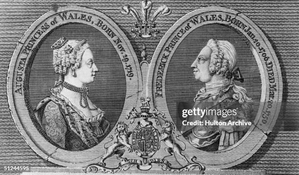 Circa 1748, Frederick Louis Prince of Wales son of George II and father of George III, with Augusta, Princess of Wales .