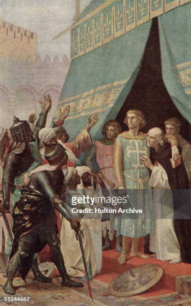 Circa 1250, King Louis IX of France , held hostage in Palestine and expecting to be released in return for a ransom payment, is visited by his...