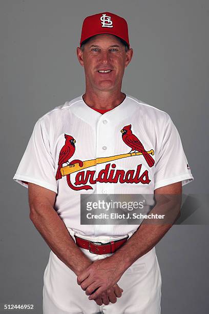 Bullpen coach Blaise Ilsley of the St. Louis Cardinals poses during Photo Day on Thursday, February 25, 2016 at Roger Dean Stadium in Jupiter,...