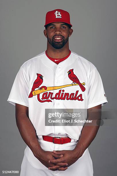 Carlos Peguero of the St. Louis Cardinals poses during Photo Day on Thursday, February 25, 2016 at Roger Dean Stadium in Jupiter, Florida.