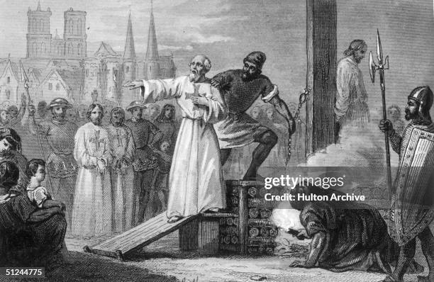 Jacques de Molay , the 23rd and Last Grand Master of the Knights Templar, is lead to the stake to burn for heresy. He is shouting to Pope Clement and...