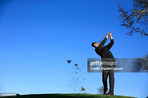 Sergio Garcia of Spain plays his second shot at the par 4, 12th hole during the second round of the 2016 Honda Classic held on the PGA National...