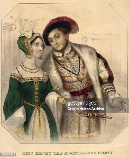 Circa 1535, King Henry VIII of England and his second wife, Anne Boleyn . He had broken with the papacy following the divorce of his first wife,...
