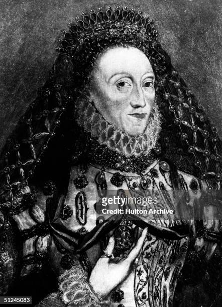Circa 1560, Queen of Great Britain Elizabeth I , by Marcus Gheeraerts.