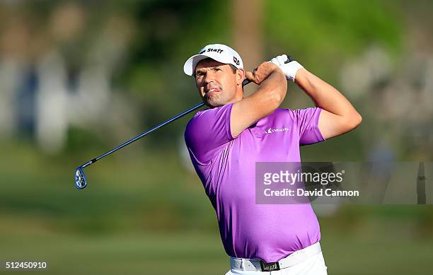 Padraig Harrington of Ireland plays his second shot at the par 4, 12th hole during the second round of the 2016 Honda Classic held on the PGA...