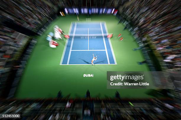 Feliciano Lopez of Spain in action during his semi final match against Marcos Baghdatis of Cyrus on day seven of the ATP Dubai Duty Free Tennis...