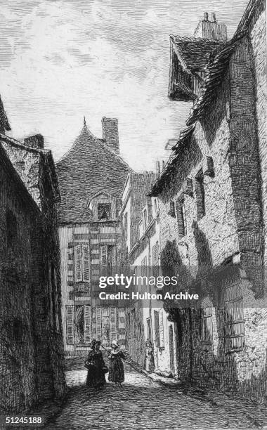 Circa 1650, The house of celebrated French writer Marie de Rabutin-Chantal, Marquise de Sevigne, in Vichy. Original Artwork: Drawn and engraved by...