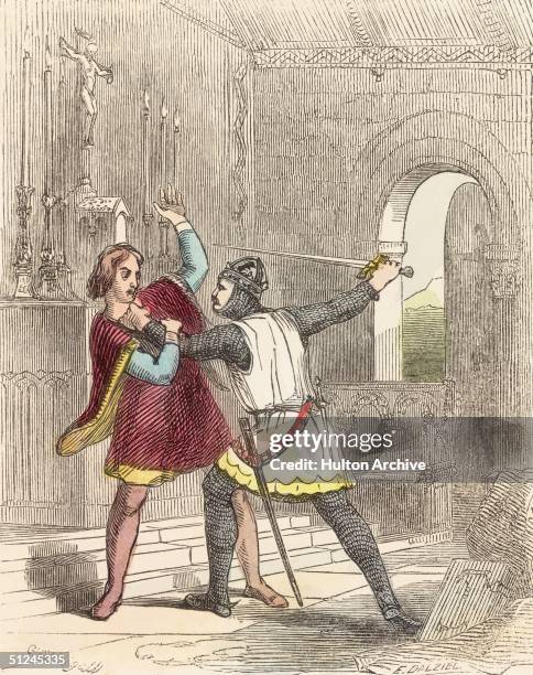10th February 1306, Robert Bruce murders Scottish baron John Comyn, also known as Comyn the Red, his rival for the Scottish throne, at Greyfriars...