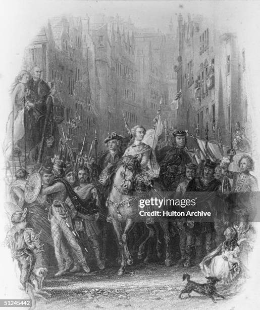 Prince Charles Edward and the Highlanders entering Edinburgh after the battle of Prestonpans. He was also known as 'The Young Pretender' and 'Bonnie...