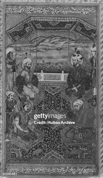 Circa 1600, Indian Mughal Emperors Babur , Emperor Akbar , Emperor Jahangir , and Emperor Humayun .