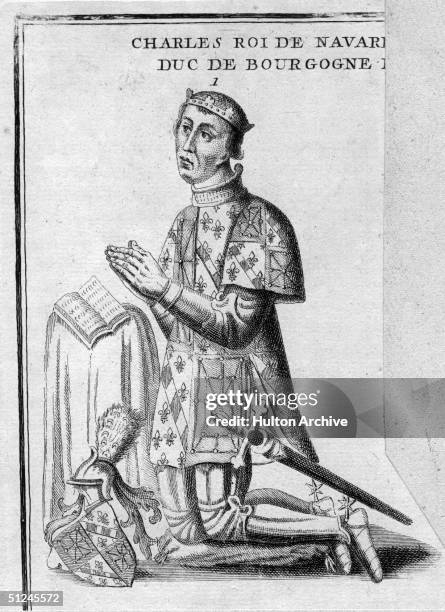 Circa 1360, Charles II, , King of Navarre and Duc de Bourgogne, known as 'The Bad'.