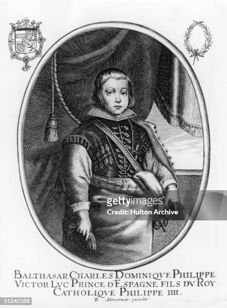 Circa 1664, King Charles II of Spain, , as Prince Balthasar Charles Dominique Philippe Victor Luc of Spain. He was the son of King Philip IV, who...