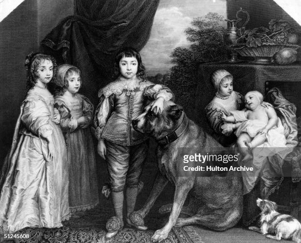 Circa 1640, Five of the six surviving children of King Charles I , king of Great Britain, and Queen Henrietta Maria. The Prince of Wales, the future...
