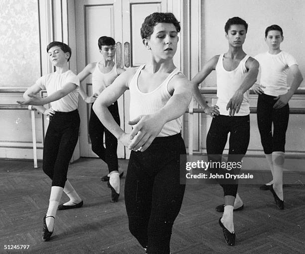 20th February 1964, A group of young male ballet dancers attend a class at the Royal Ballet School at White Lodge, Richmond Park. Only 20 out of the...