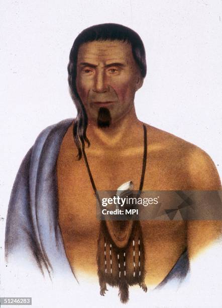 Tishcohan or He Who Never Blackens Himself, a chief of the Lenape or Delaware tribe who signed the Walking Purchase with William Penn, deeding an...