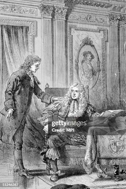 British colonist and religious leader William Penn with King Charles II . Charles made Penn the sole proprietor of land north of Maryland.