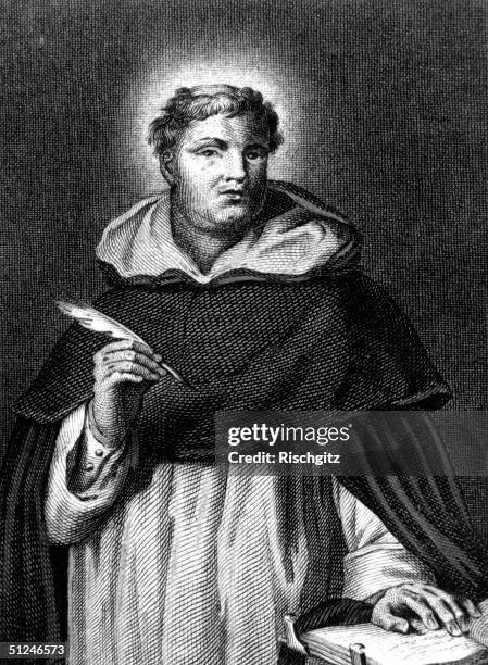 Circa 1260, Italian philosopher, theologian and writer St Thomas Aquinas .
