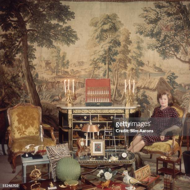 Mrs Leland Hayward, better known as Pamela Churchill Harriman, who later became US Ambassador to France, at her antiques shop 'The Jansen Shop', New...