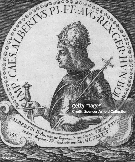 Circa 1430, Albrecht II , Holy Roman Emperor, king of Germany, and duke of Austria as Albrecht V.