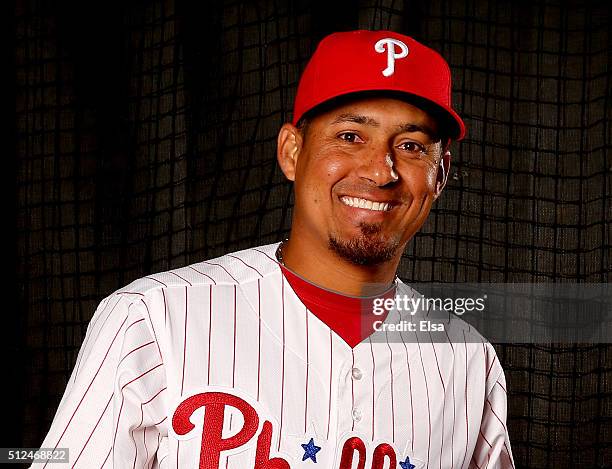 Ernesto Frieri of the Philadelphia Phillies poses for a portrait on February 26, 2016 at Bright House Field in Clearwater, Florida.