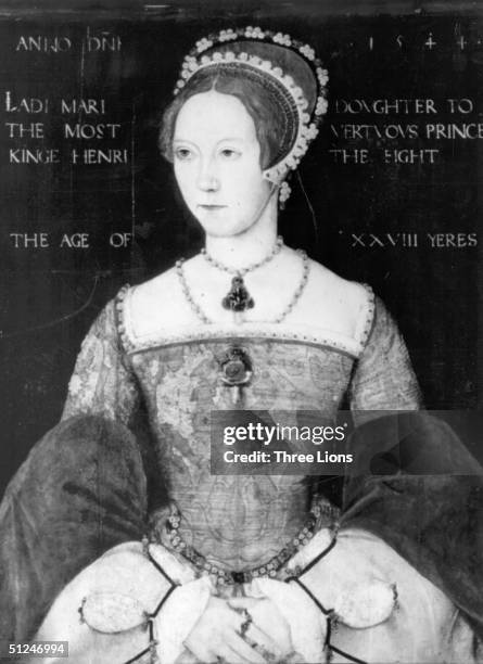 Circa 1553, Mary I, , queen of England from 1553, the daughter of King Henry VIII and Catherine of Aragon. Original Publication: From a painting by...